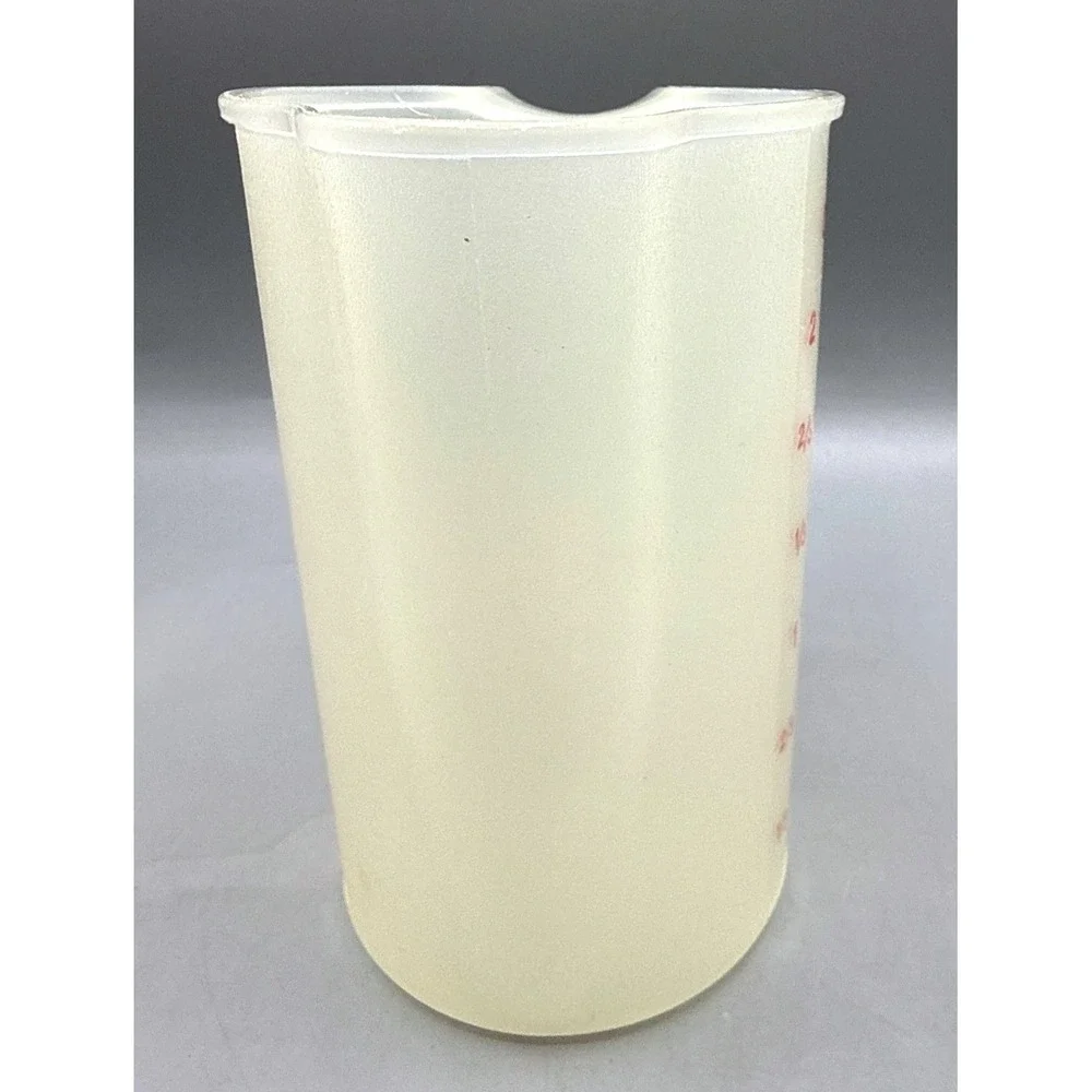 Tupperware Vintage 2 Cup Measuring Pitcher 1669-4 Frosted Red Letters 500mL 16oz